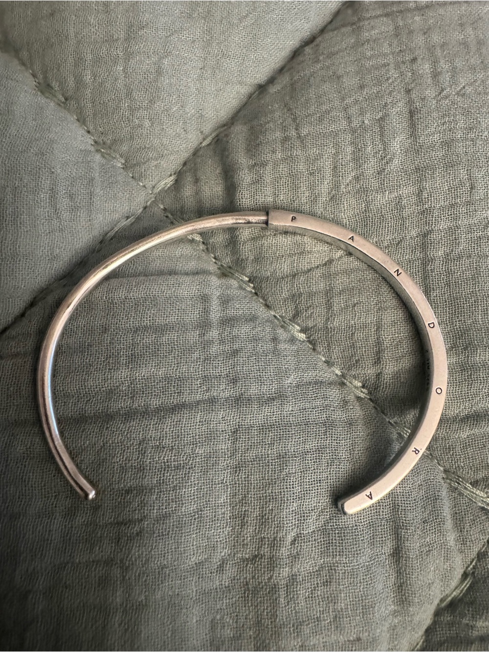 Pandora Silver Open Cuff Bracelet with Logo Detail